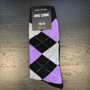 Royal Classic Men’s Argyle Socks NWT Purple/Black/Gray